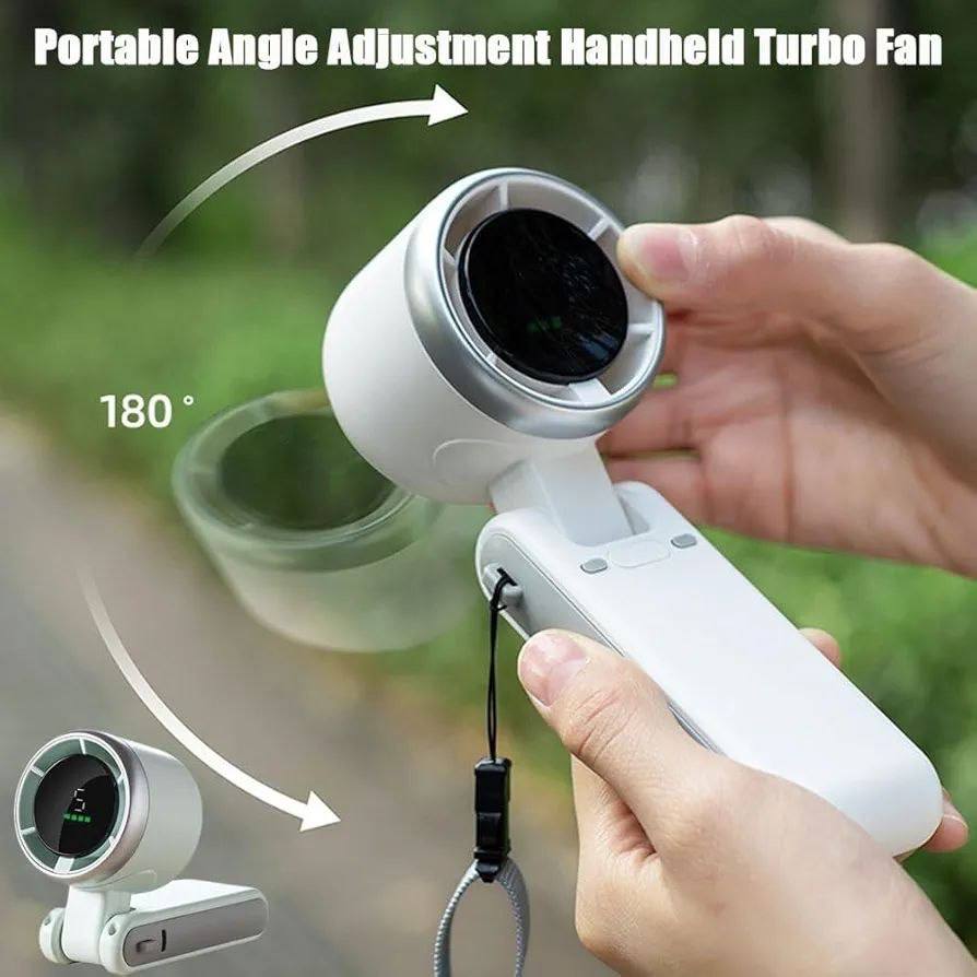 Handheld Turbo Fan with 5-Speed Adjustable Modes, Foldable Design for Travel, Outdoor